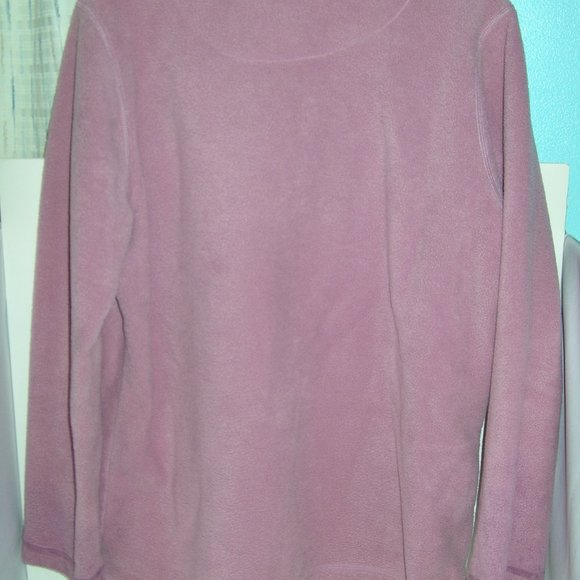 FLEECE PULL OVER TOP BLOUSE SHIRT w/Embroidery Bonnie Evans Medium Pink H - Picture 5 of 5